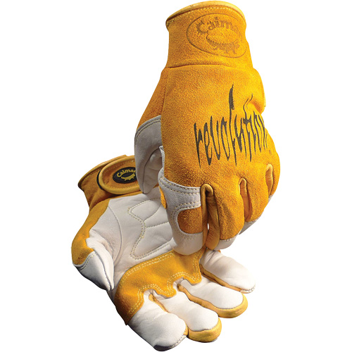 Gants de soudeur TIG/MIG de premi&egrave;re qualit&eacute; Caiman avec fermeture &agrave; boucles & crochets, Cuir de vache refendu, Taille T-Grand Ontario Safety Products