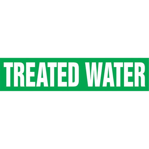 Marqueurs de tuyau "Treated Water", Autocollant, 2-1/2" h x 12" la, Blanc/vert Ontario Safety Products