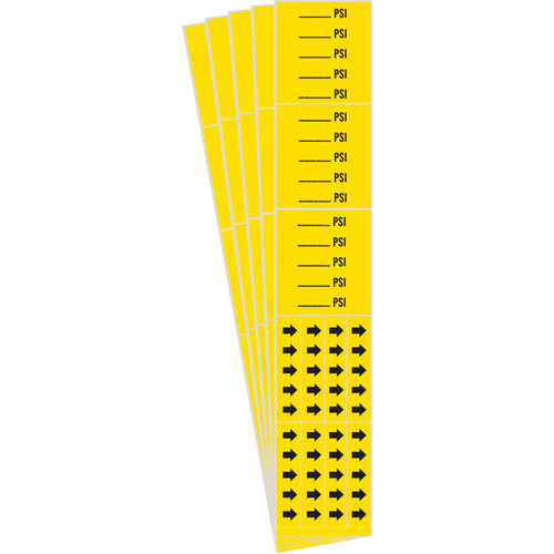 "PSI" Pipe Markers, Self-Adhesive, 2-1/4" H x 2-3/4" W, Black on Yellow Ontario Safety Products