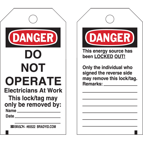 &eacute;tiquettes de verrouillage, Plastique, 3" la x 5-1/2" h, Anglais Ontario Safety Products
