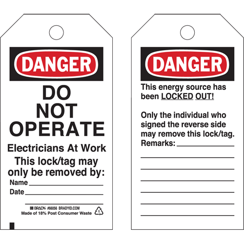 &eacute;tiquettes de verrouillage, Plastique, 3" la x 5-3/4" h, Anglais Ontario Safety Products