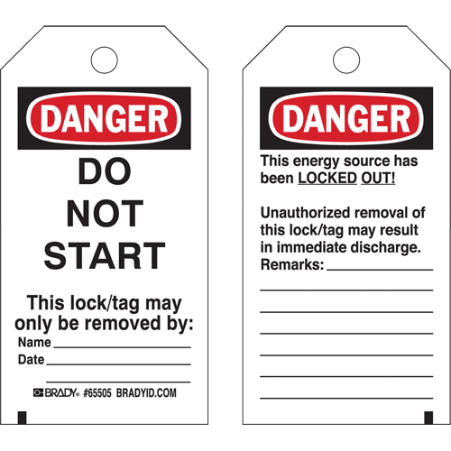 &eacute;tiquettes de verrouillage, Plastique, 3" la x 5-1/2" h, Anglais Ontario Safety Products