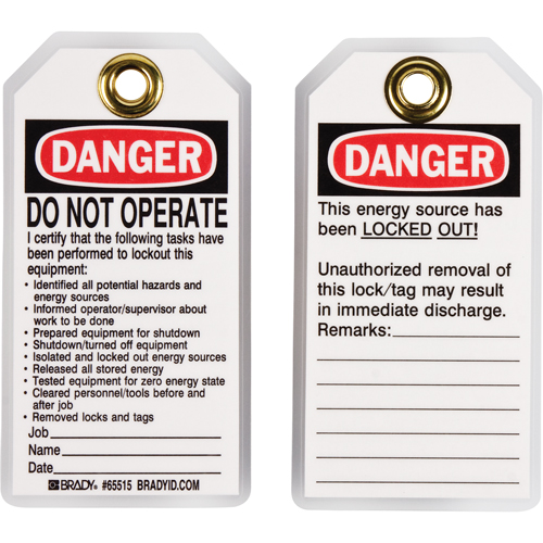 &eacute;tiquettes de verrouillage, Plastique, 3" la x 5-1/2" h, Anglais Ontario Safety Products
