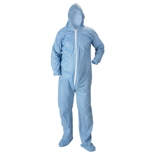 Combinaison &agrave; capuchon ignifuge Pyrolon Plus 2 avec bottes, Petit, Bleu, Tissu ignifug&eacute; Ontario Safety Products