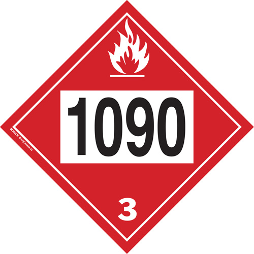 1090 Acetone Flammable Liquid TDG Placard, Plastic Ontario Safety Products