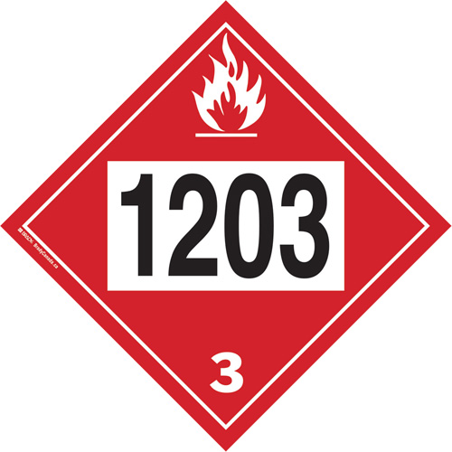Plaque-&eacute;tiquette TMD 1203 pour liquide inflammable essence & essence-alcohol, Plastique Ontario Safety Products