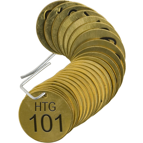 &eacute;tiquettes num&eacute;rot&eacute;es pour vannes HTG, # 101-125, Laiton, 1,5" dia. Ontario Safety Products