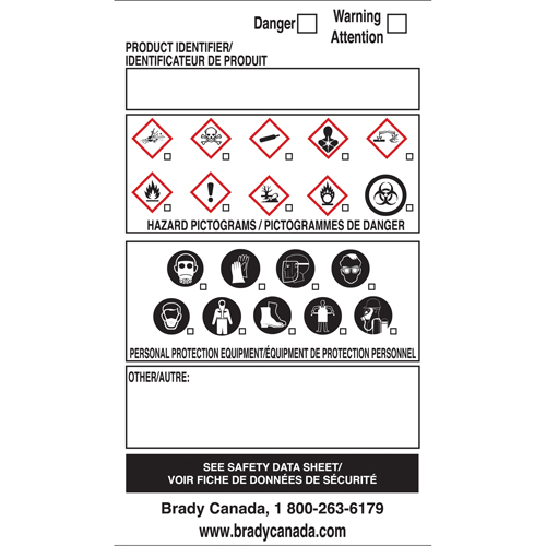 &eacute;tiquettes SIMDUT fabriqu&eacute;es sur place, Vinyle, Feuille, 5" lo x 5" la Ontario Safety Products