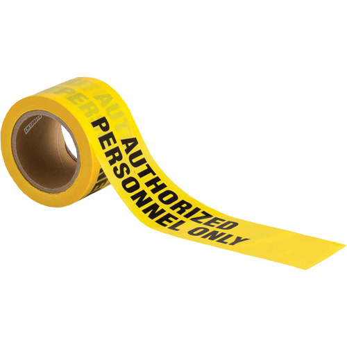 Barricade Tape, English, 3" W x 200' L, 3 mils, Black on Yellow Ontario Safety Products