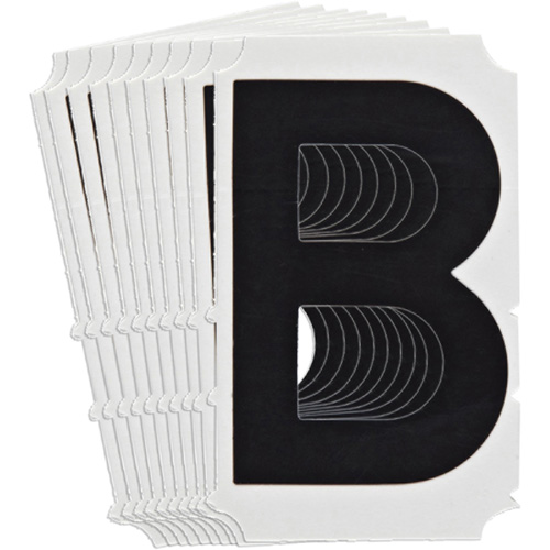 Quick-Align&reg; Individual Gothic Number and Letter Labels, B, 4" H, Black Ontario Safety Products