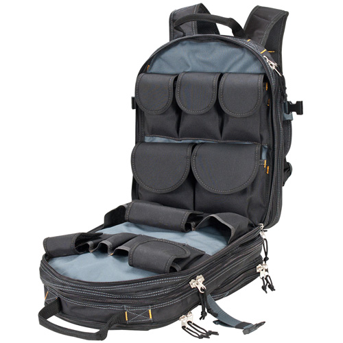 Sacs &agrave; dos pour outils &agrave; 75 pochettes, 13" lo x 17-1/2" la, Noir, Nylon Ontario Safety Products