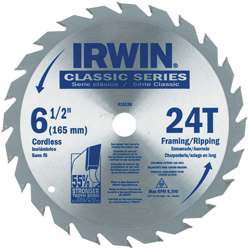 Contractor Saw Blades - Classic Series Saw Blades, 6-1/2", 24 Teeth, Wood Use Ontario Safety Products