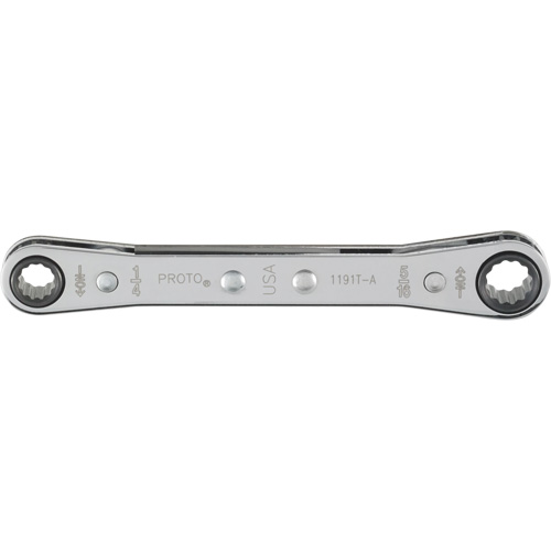 Double Box Ratcheting Wrench, 12 Point, 1/4" x 5/16", Polished Finish Ontario Safety Products