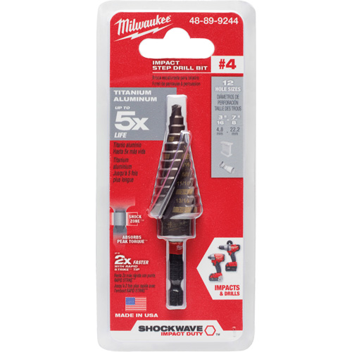 Foret &eacute;tag&eacute; #4 Shockwave Impact Duty, 3/16" - 7/8", Incr&eacute;ments de 1/16", Titane Ontario Safety Products