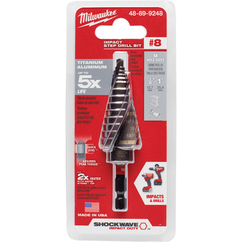 Foret &eacute;tag&eacute; #8 Shockwave Impact Duty, 1/2" - 1", Incr&eacute;ments de 1/16", Titane Ontario Safety Products