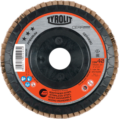 Flap Disc, 4-1/2" x 5/8"-11, Type 27, 40 Grit, Ceramic Ontario Safety Products