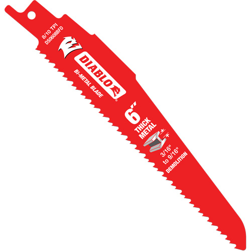 Reciprocating Blade for Thick Metal/Demolition, Bi-Metal, 8-10 TPI, 6" L Ontario Safety Products