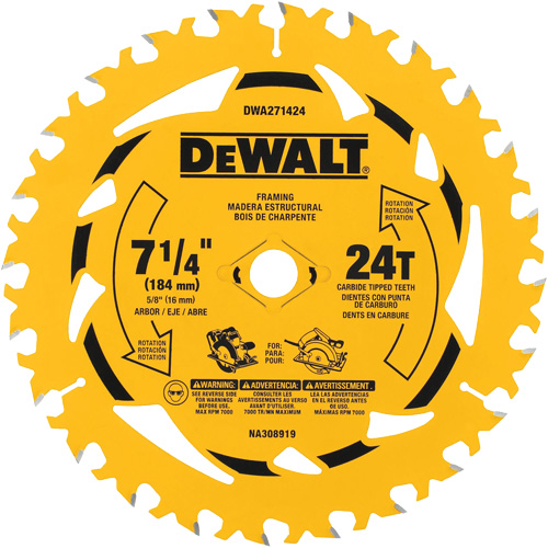 Lame de scie circulaire, 7-1/4", 24 dents, Pour Bois Ontario Safety Products