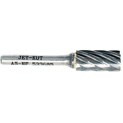 A5-NF JET-KUT&reg; Cylindrical Shape Bur for Aluminum/Non-ferrous Materials, 1/2" Dia., 1/4" Shank Ontario Safety Products