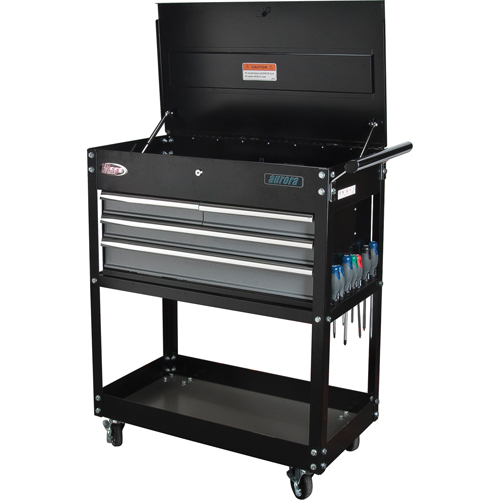 Utility Cart, 4 Drawers, 18" L x 33" W x 39" H, Black Ontario Safety Products