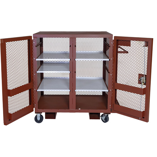 Mobile Mesh Cabinet, Steel, 37 Cubic Feet, Red Ontario Safety Products