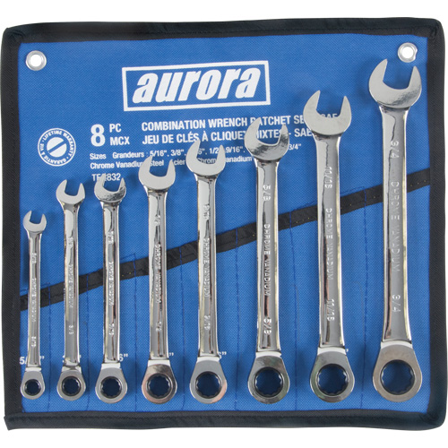 Jeu de cl&eacute;s &agrave; cliquet &agrave; t&ecirc;te fixe, Combinaison, 8 morceaux, Imp&eacute;rial Ontario Safety Products