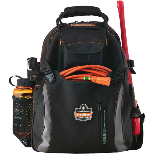 Arsenal&reg; 5843 Tool Backpack, 13-1/2" L x 8-1/2" W, Black, Polyester Ontario Safety Products