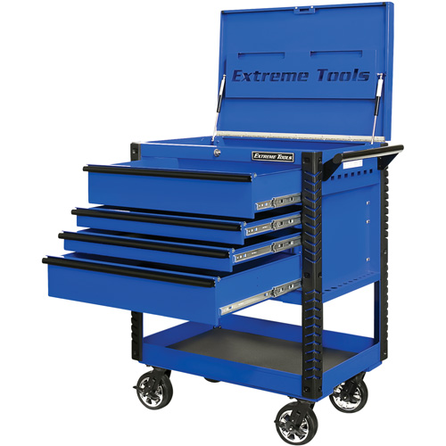 EX Deluxe Series Tool Cart, 4 Drawers, 22-7/8" L x 33" W x 44-1/4" H, Blue Ontario Safety Products