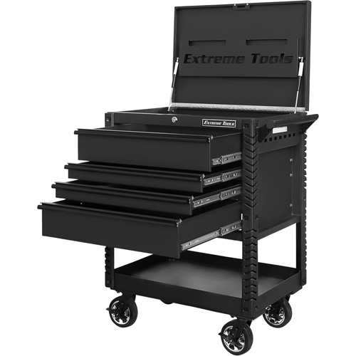 EX Deluxe Series Tool Cart, 4 Drawers, 22-7/8" L x 33" W x 44-1/4" H, Black Ontario Safety Products