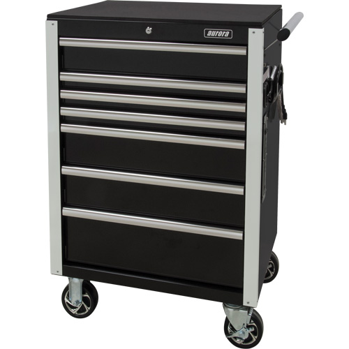 Heavy-Duty Tool Cart, 7 Drawers, 28" W x 22" D x 42-3/8" H, Black Ontario Safety Products