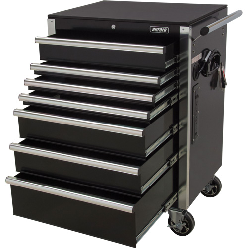 Heavy-Duty Tool Cart, 7 Drawers, 28" W x 22" D x 42-3/8" H, Black Ontario Safety Products