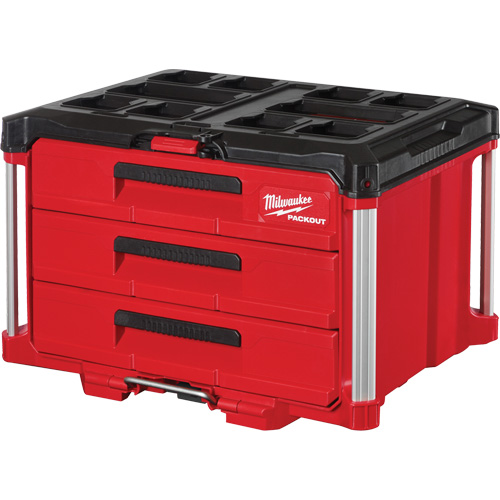 Boîte &agrave; outils avec 3 tiroirs Packout, 16-1/3" x 14-1/3" x 22-1/5", Noir/Rouge Ontario Safety Products