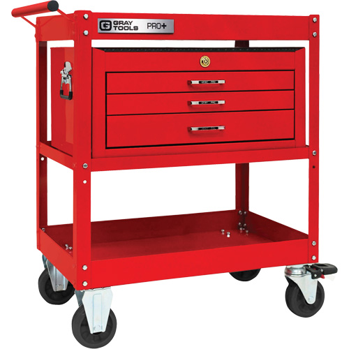 Chariot utilitaire robuste s&eacute;rie PRO+ avec coffre interm&eacute;diaire, 2 tiers, 30-1/5" x 38-1/3" x 19-1/2" Ontario Safety Products
