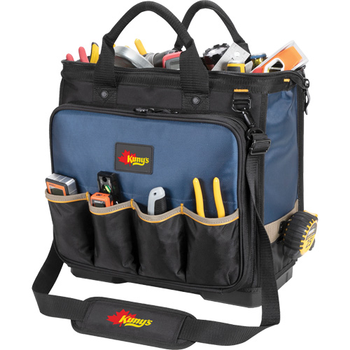 Sac &agrave; outils pour technicien &agrave; base moul&eacute;e et &agrave; compartiments multiples, Polyester balistique, 54 pochettes, Noir/Bleu Ontario Safety Products