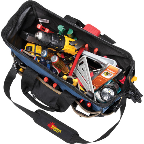 Sac &agrave; outils fourre-tout Big-Mouth &agrave; base moul&eacute;e, Polyester balistique, 23 pochettes, Noir/Bleu Ontario Safety Products