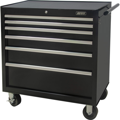 Industrial Tool Cart, 6 Drawers, 39" W x 20-4/5" D x 38-1/2" H, Black Ontario Safety Products