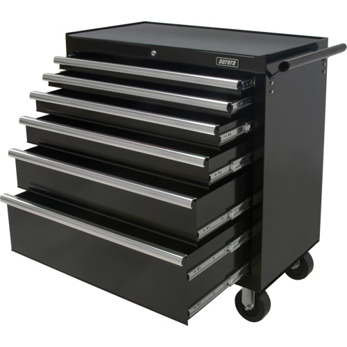 Industrial Tool Cart, 6 Drawers, 39" W x 20-4/5" D x 38-1/2" H, Black Ontario Safety Products