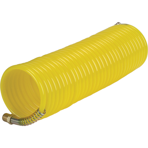 Nylon Coil Air Hose With Fittings, Air, 1/4" ID x 25' L, Nylon, 200 PSI at 23°C Ontario Safety Products