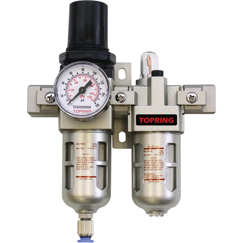 Airflo Compact Combination Units Filter/Regulator + Lubricator + Gauge, 1/4" NPT, 150 PSI Max. PSI, Modular Ontario Safety Products