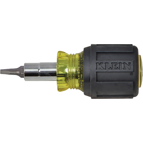 Stubby Multi-Bit Screw Driver With Sq.Recess, 3-1/5" L, Cushion Grip Handle Ontario Safety Products