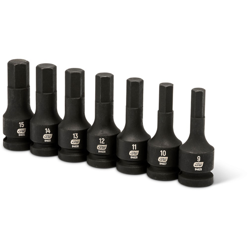 Impact Metric Bit Socket Set, Hex, 1/2" Drive, 7 Pcs Ontario Safety Products