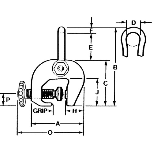 SAC Plate Clamp, 12000 lbs. (6 tons), 0" - 3" Jaw Opening Ontario Safety Products