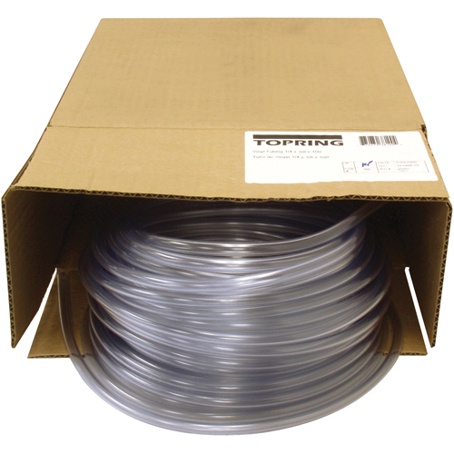 Tubing, Air/Water, 0.375" OD x 100' L, PVC, Clear, 55 PSI @ 20°C Ontario Safety Products