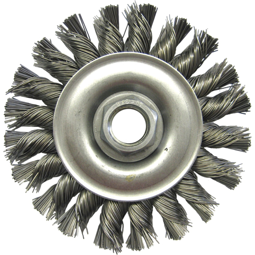 Wire Wheel Brushes, 4" Dia., 0.02" Fill, 5/8"-11 Arbor, Steel Ontario Safety Products