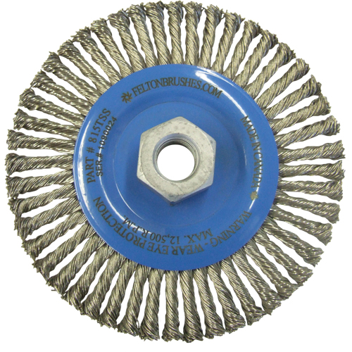 Brosses m&eacute;talliques &agrave; touret, Dia. 5-7/8", Fils 0,02", Arbre 5/8"-11, Acier inoxydable Ontario Safety Products