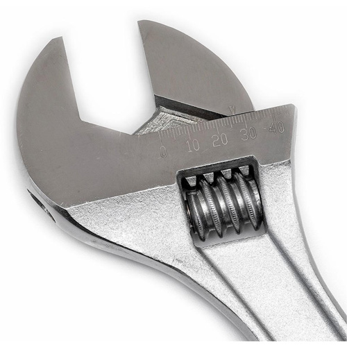 Adjustable Tapered Handle Wrench - Carded, 15" L, 1-11/16"/43 mm Max Width, Chrome/Polished Ontario Safety Products