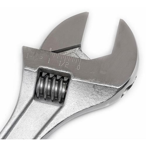 Adjustable Tapered Handle Wrench - Carded, 15" L, 1-11/16"/43 mm Max Width, Chrome/Polished Ontario Safety Products