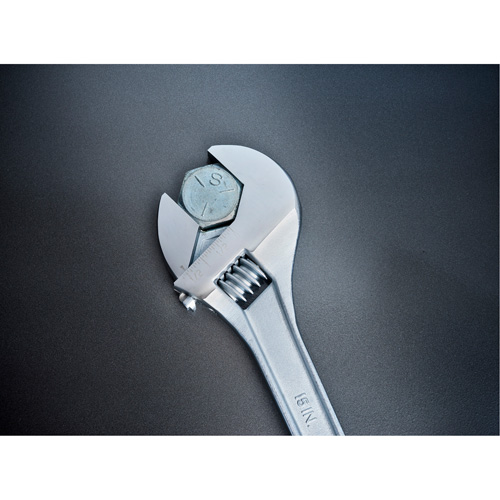 Adjustable Tapered Handle Wrench - Carded, 15" L, 1-11/16"/43 mm Max Width, Chrome/Polished Ontario Safety Products