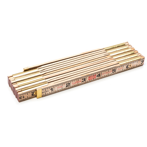 Red End&reg; Rule with Two 6" Slide Rule Extensions, 6' L, Wood, 1/16" Graduations Ontario Safety Products