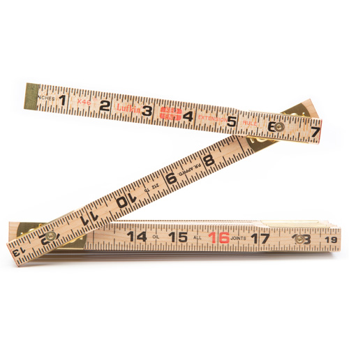 Red End&reg; Rule with Two 6" Slide Rule Extensions, 6' L, Wood, 1/16" Graduations Ontario Safety Products
